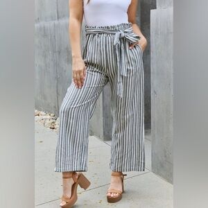 Heimish Find Your Path Paperbag Waist Striped Culotte Pants
